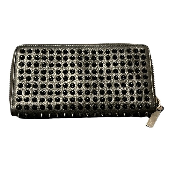 Christian Louboutin Studded Black Panettone Wallet with red interior. - Picture 2 of 13